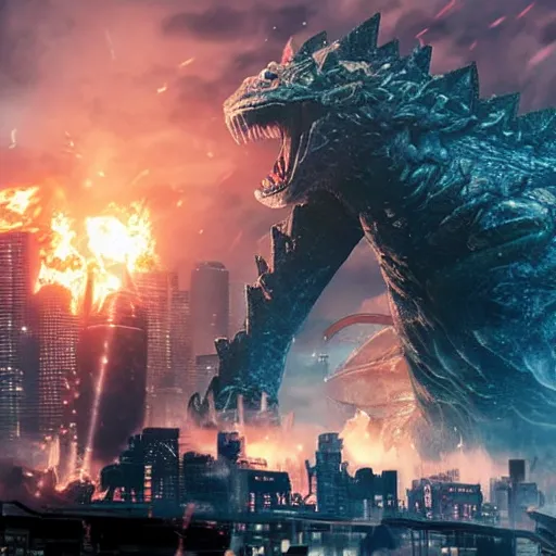 Prompt: a giant tifa from final fantasy 7 remake destroying a city like godzilla while smiling, digital art, octane render, award winning, very detailed, full body portrait, 3d render, detailed facial expressions, destroyed city, destruction, fire, video game art, no text