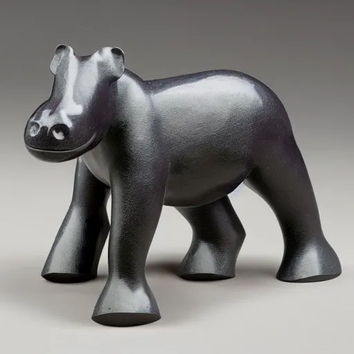 Prompt: a sophie taeuber - arp baby hippopotamus sculpture