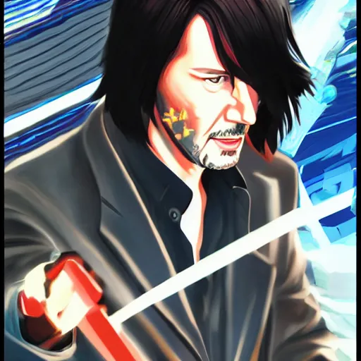 keanu reeves, anime key visual, artstation, loish van | Stable ...