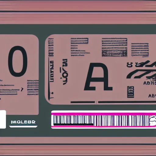 Image similar to vector graphic design of pale pink airline tickets that read “ to the metaverse ” in bold text, alien ar code and e - ink display, highly detailed, no noise, coherent language