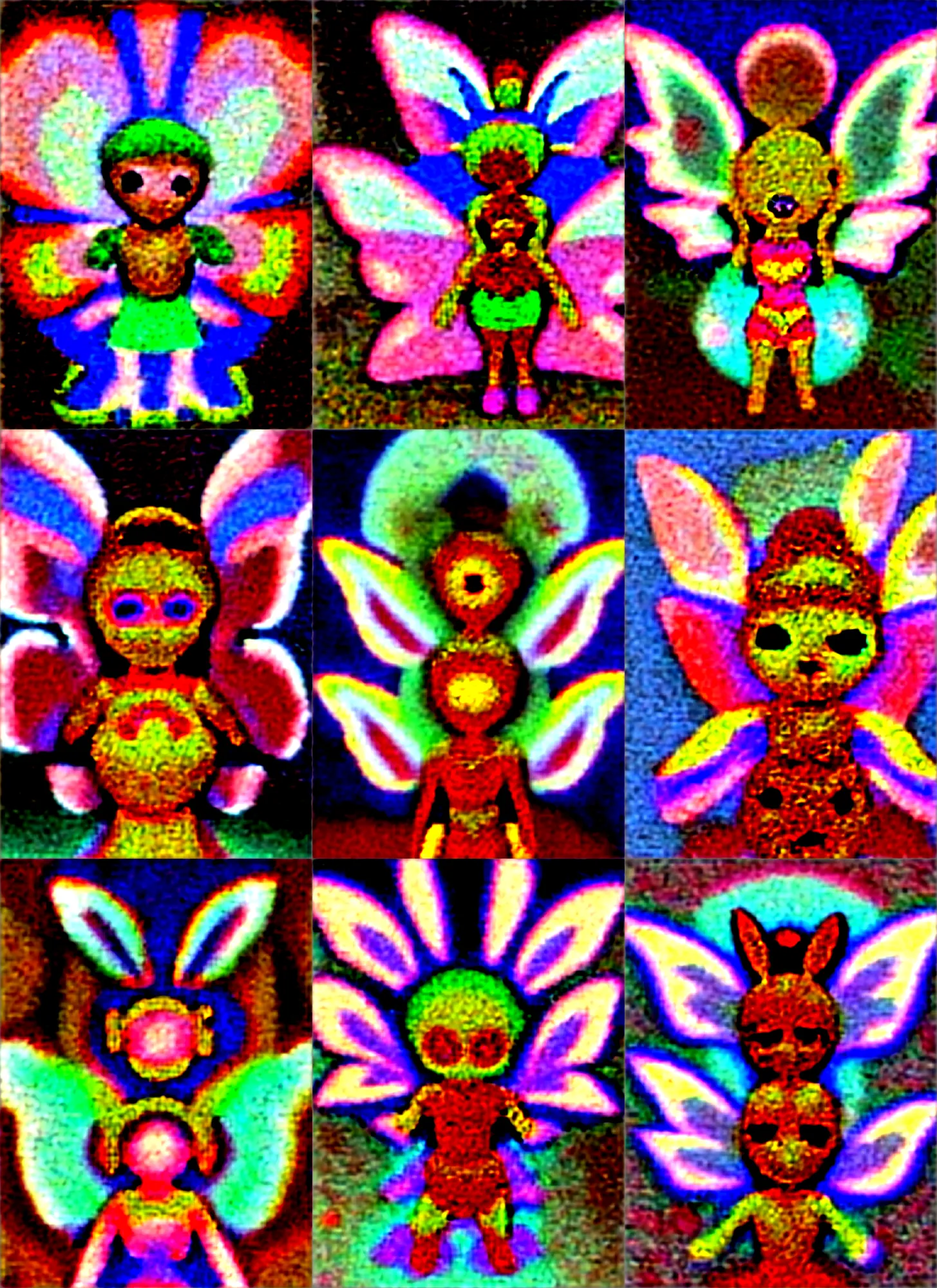 Prompt: 3 d render of chibi clock cyborg bunny fairy sprite with angel wings against a psychedelic surreal background with 3 d butterflies and 3 d flowers n the style of 1 9 9 0's cg graphics 3 d rendered y 2 k aesthetic by ichiro tanida, 3 do magazine, wide shot