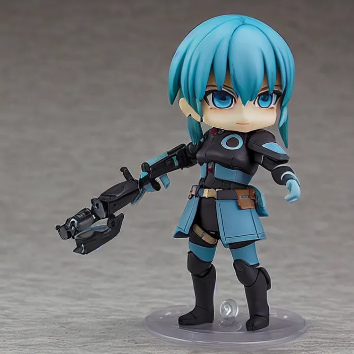 Image similar to destiny commander zavala, an anime nendoroid of commander zavala, figurine, light blue skin, detailed product photo