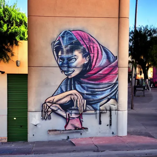 Image similar to downtown tucson, in style of street art