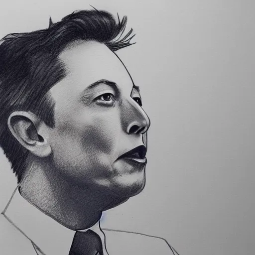 Prompt: a graphite sketch of a poorly drawn Elon Musk