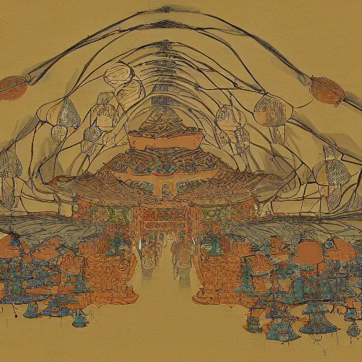 Prompt: concept art, lotus lanterns, high resolution, cave temples of dunhuang - style