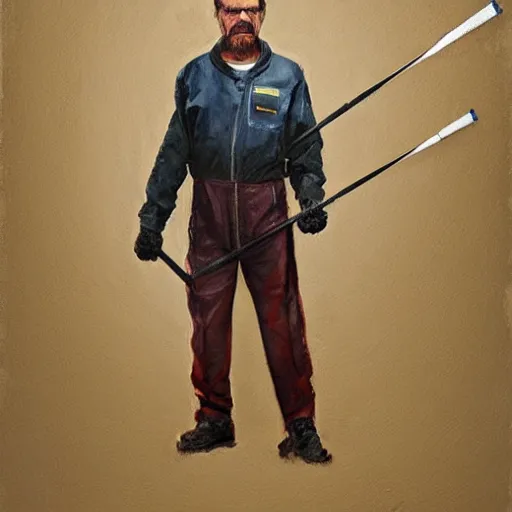 Image similar to bryan cranston as Gordon freeman, painting, full body