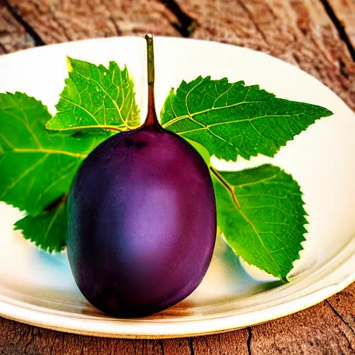 Prompt: the loneliest grape on a plate realistic photograph