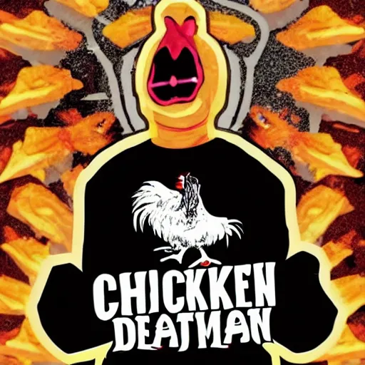 Image similar to chicken death metal cover