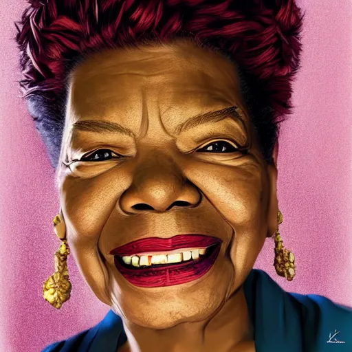Prompt: studio portrait of maya angelou on the cover of bitches brew, absurdly beautiful, elegant, young sensual graceful, ultrafine hyperrealistic detailed face illustration by kim jung gi, irakli nadar, sharp focus, saturated colors, octopath traveler, final fantasy, unreal engine highly rendered, global illumination, radiant light, intricate environment