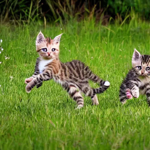 Image similar to kittens playing in a meadow