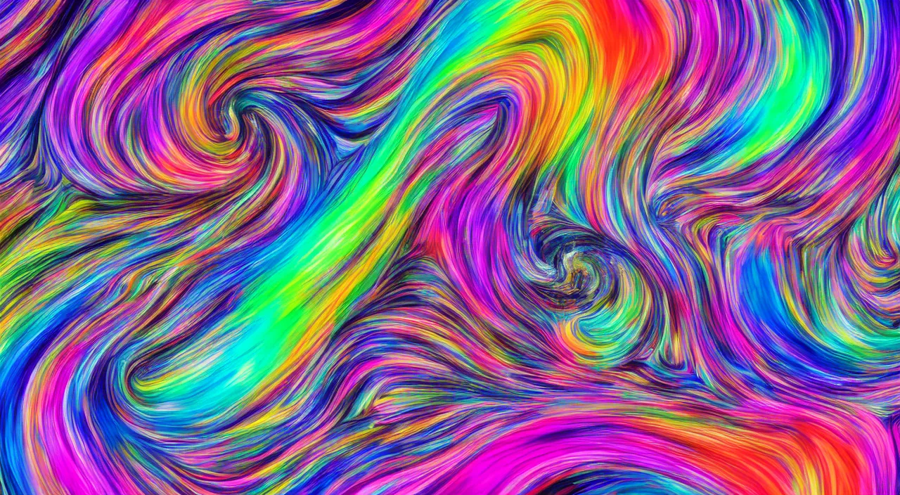 Image similar to the concept of the fifth dimension swirling down a rainbow colored abstraction, hyper detailed