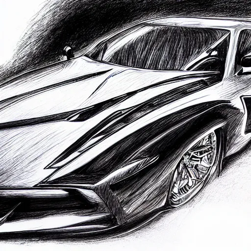 Image similar to ballpoint pen drawing of the batmobile