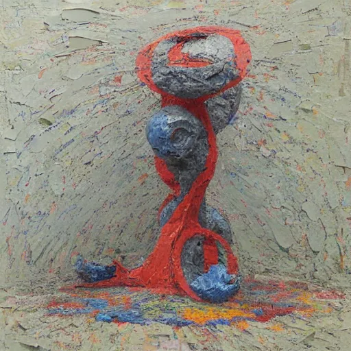 Image similar to a detailed impasto painting by shaun tan and louise bourgeois of an abstract forgotten sculpture by the caretaker and ivan seal