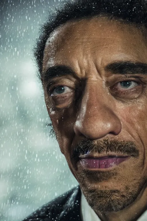 Prompt: portrait of Giancarlo Esposito as Lord Farquaad, close-up, sigma male, rule of thirds, victorian painting, award winning photo, highly detailed features, raining, ethereal lighting, castle backdrop, masterpiece