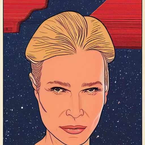 Image similar to renee zellweger retro minimalist portrait moebius starwatcher comic by jean giraud, 8 k