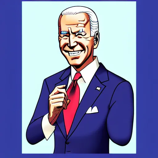 Image similar to Joe Biden in the style of JoJo's Bizarre Adventure, trending on artstation