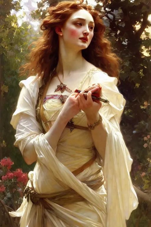 Image similar to sansa, painting by daniel gerhartz, alphonse mucha, bouguereau, detailed art, artstation