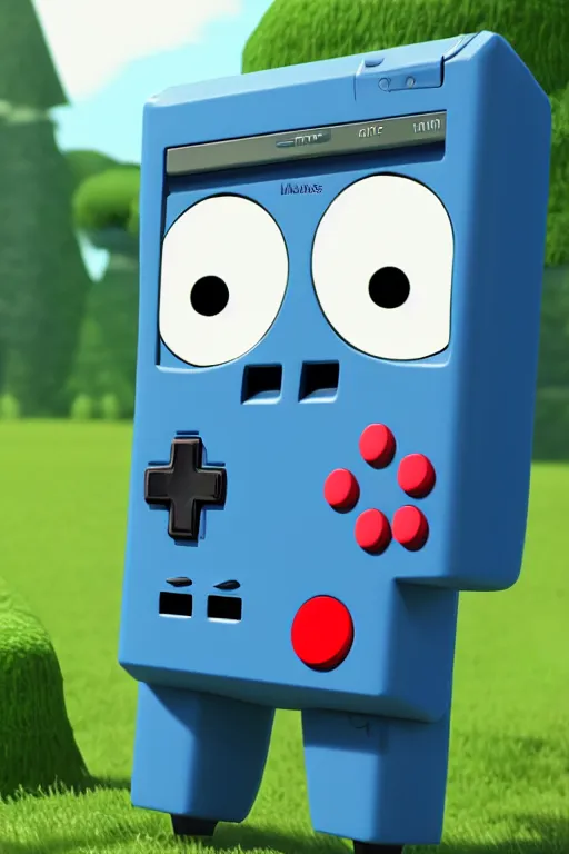 Image similar to A realistic image of an anthropomorphic gameboy, BMO adventure time, accurate, unreal engine, 4k