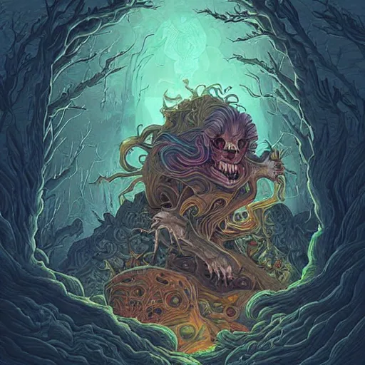 Prompt: “A portrait of the Eczema demon, digital art by Dan Mumford and Peter Mohrbacher, highly detailed, trending on DeviantArtHQ”