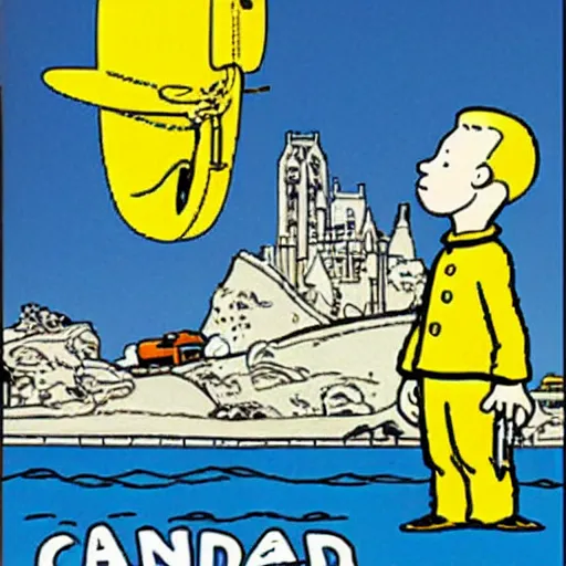 Image similar to a tintin cartoon in canada by herge