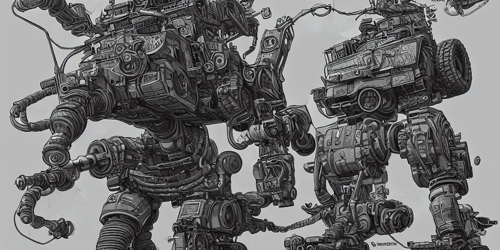 Prompt: dystopian tank unit, extremely detailed, sharp focus, wide view, full body shot, smooth, digital illustration, by james jean, by rossdraws, frank franzzeta, mcbess, sakimichan, brosmind, steve simpson