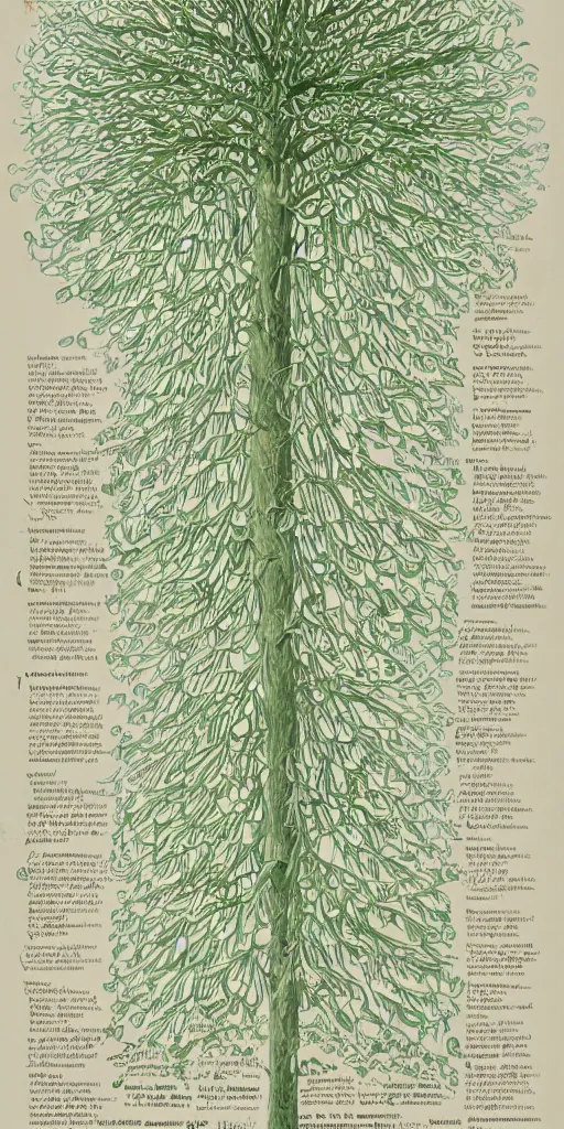 Image similar to detailed infographic by abbott fuller graves of a giant beautiful diatom tree