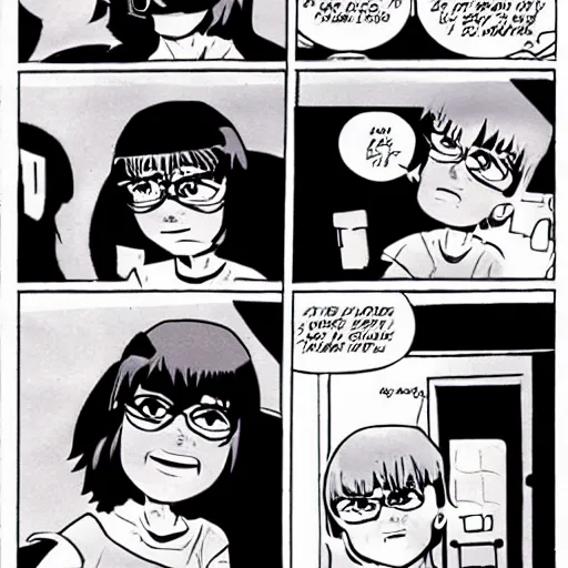 Prompt: Ramon Flowers, comic, comic book Ramona Flowers, unamused, drawn by Bryan Lee O'Malley