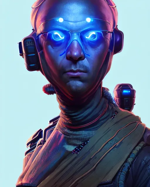 Image similar to programmer as an apex legends character digital illustration portrait design by, wayne barlowe detailed, gorgeous lighting, wide angle action dynamic portrait