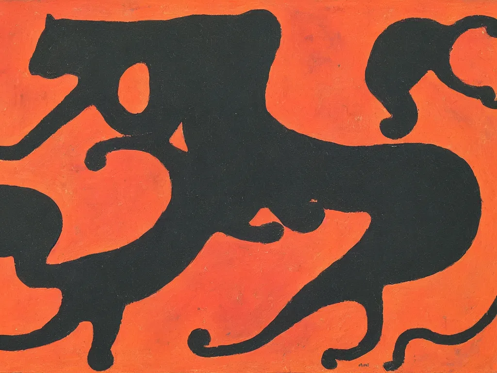 Image similar to a simple panther. painting by rufino tamayo