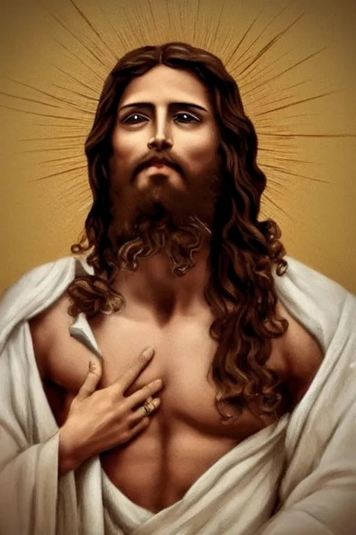 Prompt: jesus instagram top photo shoot, front view