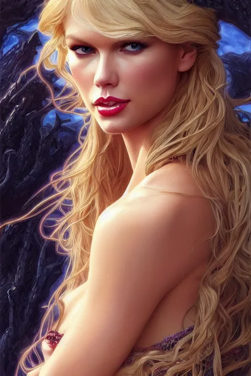 Prompt: a mix between claudia schiffer and taylor swift and britney spears and denise richards in wild things as a princess, fantasy, intricate, elegant, highly detailed, digital painting, artstation, concept art, matte, sharp focus, illustration, art by artgerm and greg rutkowski and alphonse mucha
