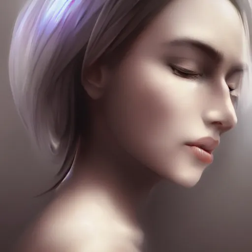 Image similar to human portrait, ethereal, face, crystal, intrincate, cgsociety, devianart