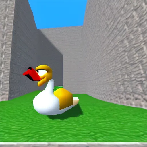 Prompt: swan in super mario 64 mod