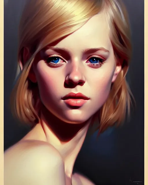 Image similar to stylized portrait of an artistic pose, composition, young blonde girl, realistic shaded, fine details, realistic shaded lighting poster by ilya kuvshinov, magali villeneuve, artgerm, jeremy lipkin and michael garmash and rob rey