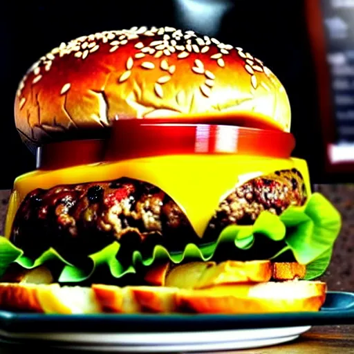 Image similar to The ultimate cheeseburger. Perfect photography.