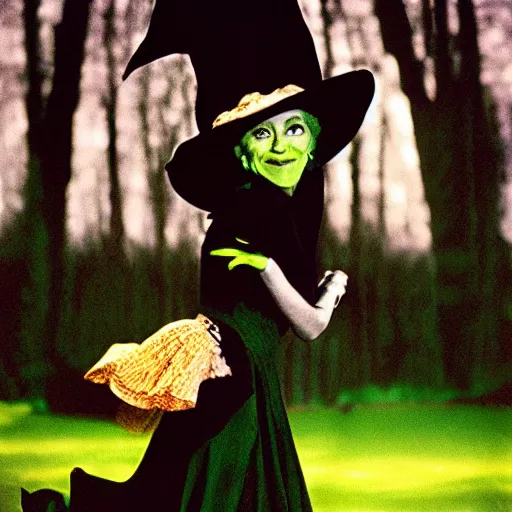 Image similar to wicked witch of the west, color film,