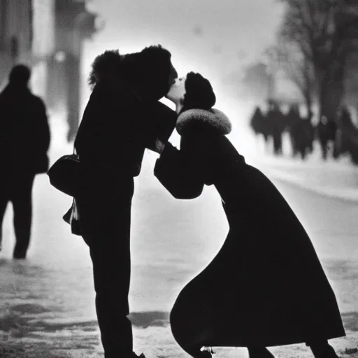 Image similar to the couple's last kiss, photo made by Arthur Elgort award winning, very known photo, 4K, museum