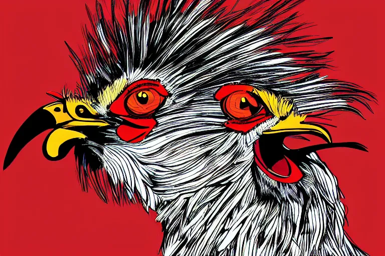 Prompt: illustration of an angry rooster, by willian santiago, intricate, detailed, sharp focus