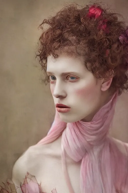 Prompt: portrait photography of a female by monia merlo, colorful.