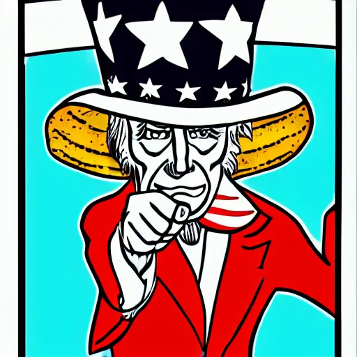 Prompt: uncle sam reaching out and holding a taco
