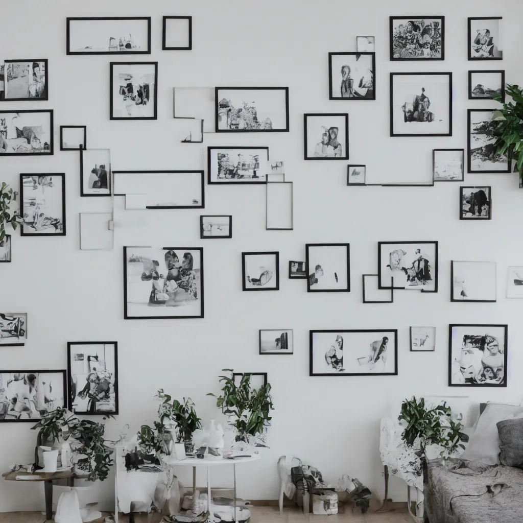 Image similar to three square picture frames on a white wall