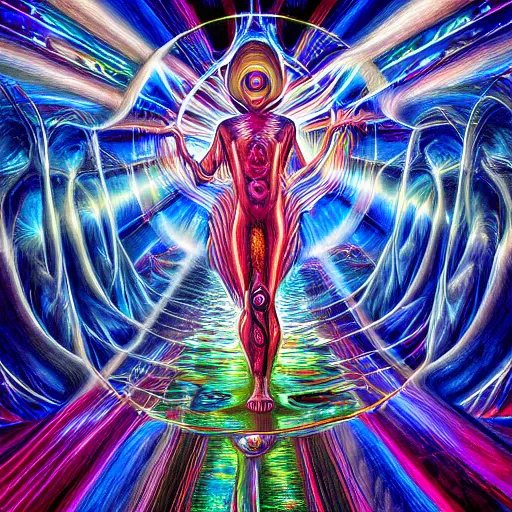 photorealistic deeply drawn god as a dmt entity in the | Stable ...