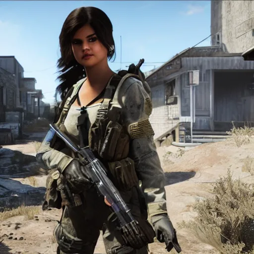 Prompt: Selena Gomez in Call of Duty, 4k