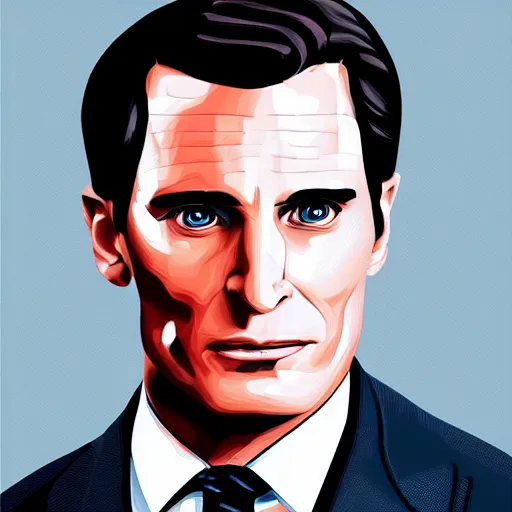 Prompt: portrait of patrick bateman, highly detailed, centered, solid color background, digital painting