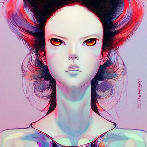 Image similar to prompt : fashion tv character portrait soft light painted by james jean and katsuhiro otomo and erik jones, inspired by akira anime, smooth face feature, intricate oil painting, high detail illustration, sharp high detail, manga and anime 1 9 9 9