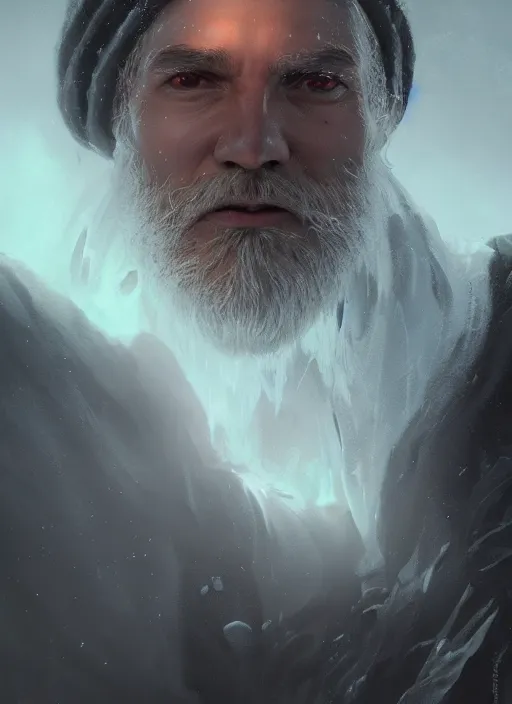 Image similar to portrait, face of an ice wizard, dramatic lighting, cinematic, establishing shot, extremly high detail, photo realistic, cinematic lighting, post processed, concept art, artstation, matte painting, style by eddie mendoza, raphael lacoste, alex ross