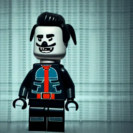 Image similar to marilyn manson with body of lego toy, lego movie still, realistic 3 d render, 8 k