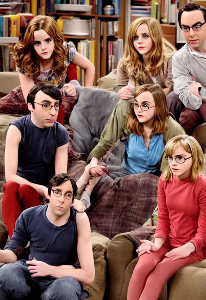 Image similar to emma watson starring in the big bang theory as penny, sitcom movie poster