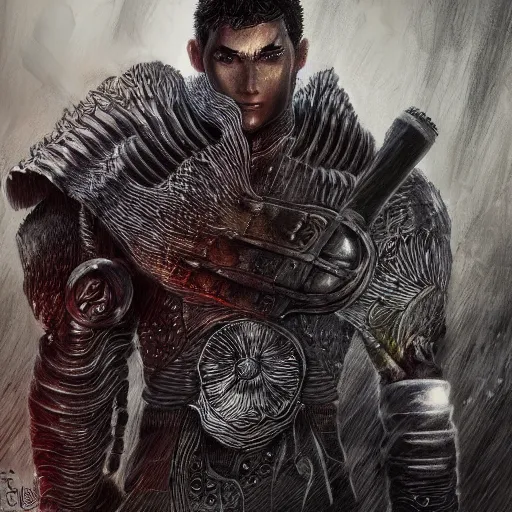 Image similar to Guts, Berserk, very detailed, artstation, digital art, masterpiece, award winning, greatsword