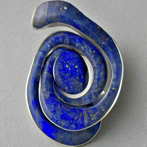 Prompt: abstract carved lapis sculptural jewelry, wiggly irrational shapes, fluid and dynamic forms, detailed and complex, sharp and smooth, product photo